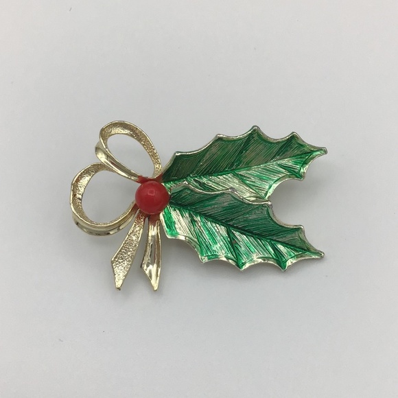 Vintage Signed Gerry's Holiday Holly Winter Brooch Pin - Picture 9 of 13